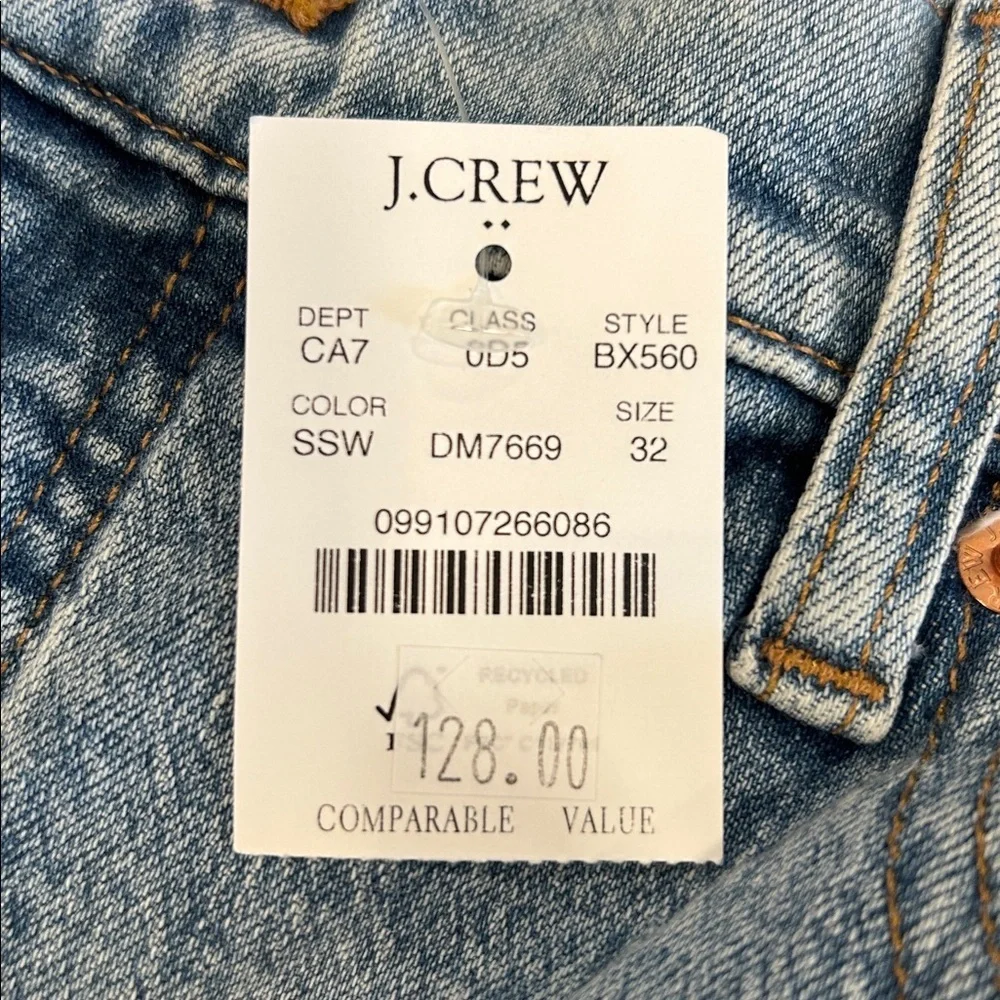 J.Crew Factory Wide Leg Crop Jean All-Day Stretch‎ Raw Hem Size 32 Spring Storm